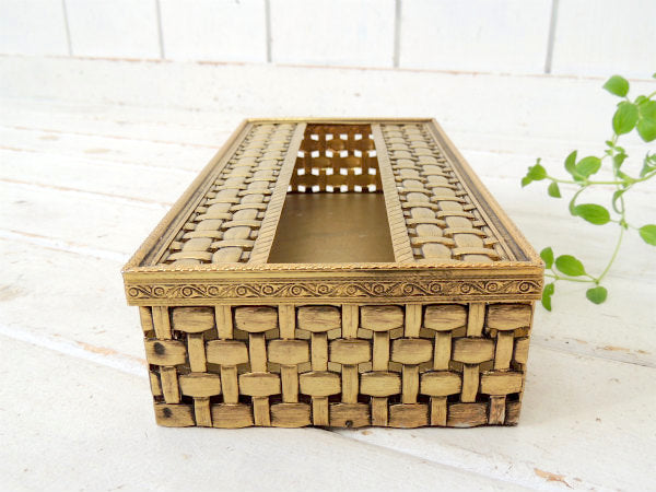 【ラタンモチーフ・ゴールドトーン】透かしデザイン・ヴィンテージ・ティッシュケース・ティッシュボックス