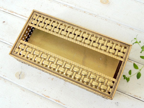 【ラタンモチーフ・ゴールドトーン】透かしデザイン・ヴィンテージ・ティッシュケース・ティッシュボックス