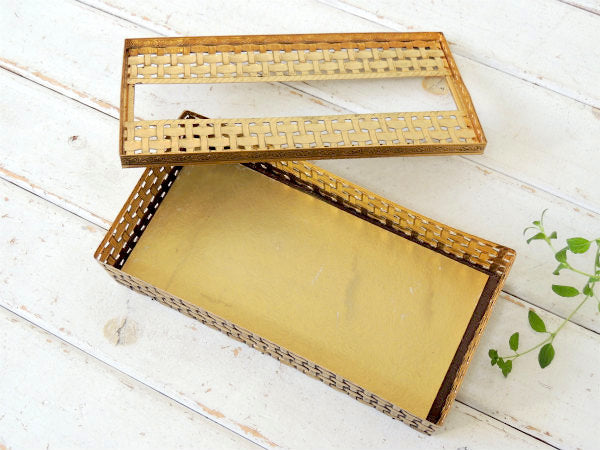 【ラタンモチーフ・ゴールドトーン】透かしデザイン・ヴィンテージ・ティッシュケース・ティッシュボックス