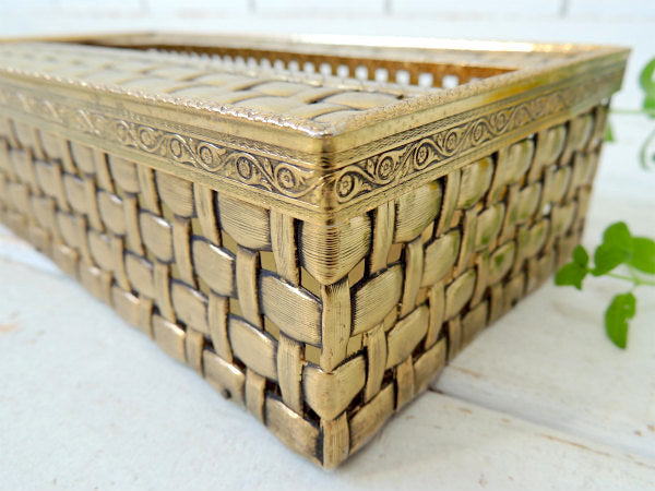 【ラタンモチーフ・ゴールドトーン】透かしデザイン・ヴィンテージ・ティッシュケース・ティッシュボックス