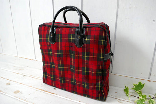 Aladdin アラジン 赤色 タータンチェック 70's ヴィンテージ ピクニックバッグ USA