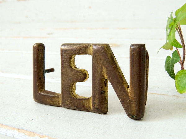 【LEN】真鍮製・アメリカンビンテージ・ベルト用・バックル ネームバックル USA