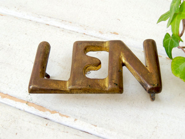 【LEN】真鍮製・アメリカンビンテージ・ベルト用・バックル ネームバックル USA