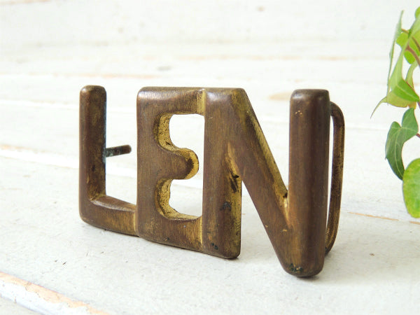 【LEN】真鍮製・アメリカンビンテージ・ベルト用・バックル ネームバックル USA