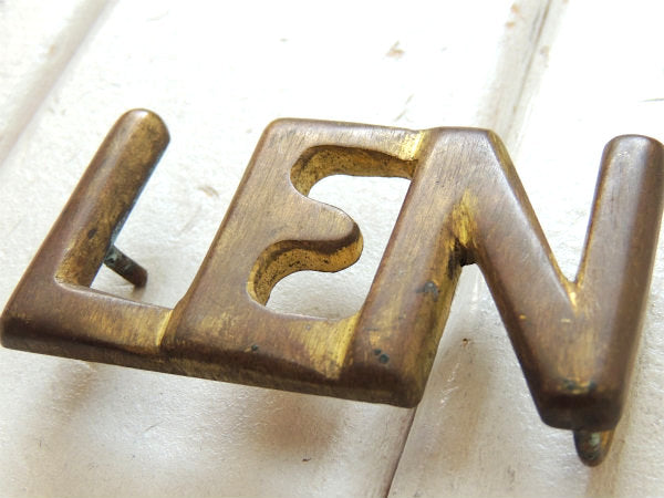 【LEN】真鍮製・アメリカンビンテージ・ベルト用・バックル ネームバックル USA