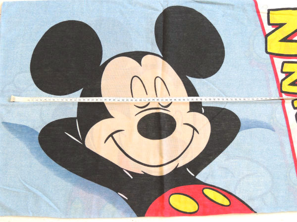 【ミッキーマウス】ディズニー・デニム柄・ヴィンテージ・ピローケース・枕カバー USA