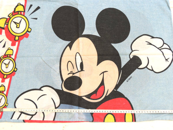 【ミッキーマウス】ディズニー・デニム柄・ヴィンテージ・ピローケース・枕カバー USA
