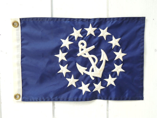 【Anchor&13 Stars】青色・船舶・刺繍・USA・ビンテージ・ボートフラッグ・旗・マリン