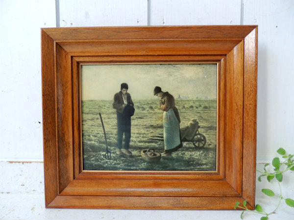 晩鐘 画家ミレー・木製フレーム・ヴィンテージ・印刷画・壁飾り・額装・ウォールデコ・店内装飾