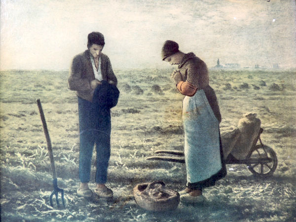 晩鐘 画家ミレー・木製フレーム・ヴィンテージ・印刷画・壁飾り・額装・ウォールデコ・店内装飾