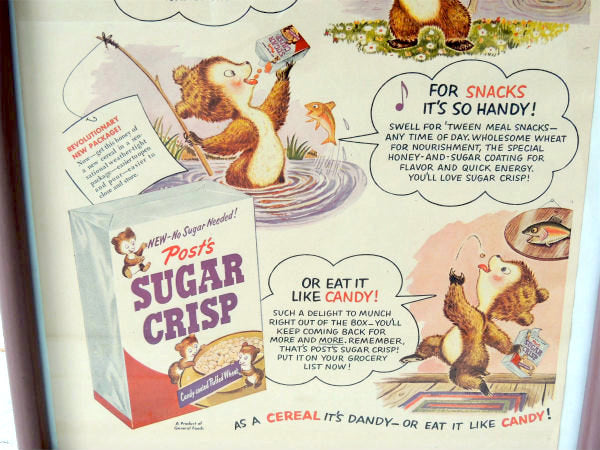 【SUGAR CRISP】シュガークリスプ・シリアルの広告入り・ヴィンテージ・フレーム/壁飾り