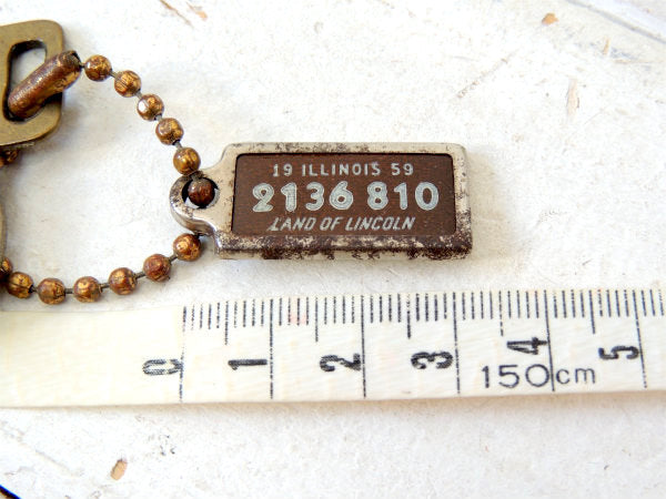 FORD 1959's イリノイ州 ナンバープレート型 ヴィンテージ キーホルダー フォード アメ車 US