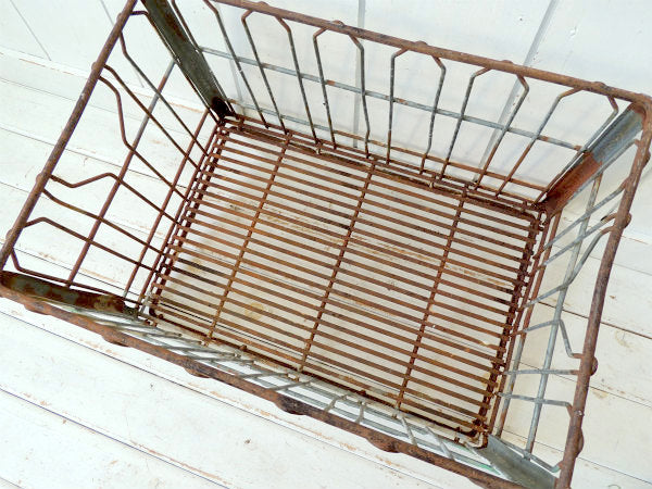 【SHAMROCK Farms】シャビー・メタル製・ヴィンテージ・ミルクボトルケース/キャリーケース