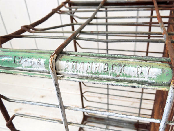 【SHAMROCK Farms】シャビー・メタル製・ヴィンテージ・ミルクボトルケース/キャリーケース