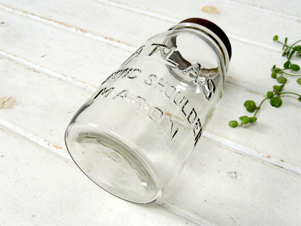 【ATLAS】クリア・ヴィンテージ・メイソンジャー/ガラスジャー/保存瓶/アトラスジャー