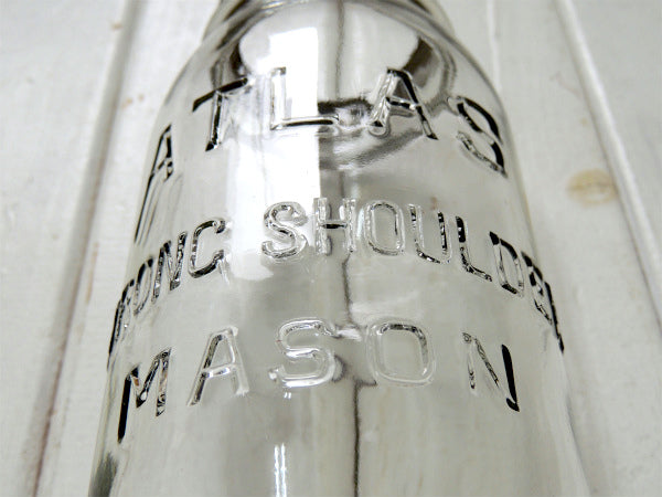 【ATLAS】クリア・ヴィンテージ・メイソンジャー/ガラスジャー/保存瓶/アトラスジャー