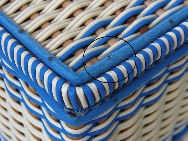 アメリカ製・!ブルー×アイボリー色のレトロなヴィンテージ・ソーイングボックス/裁縫箱/手芸用品