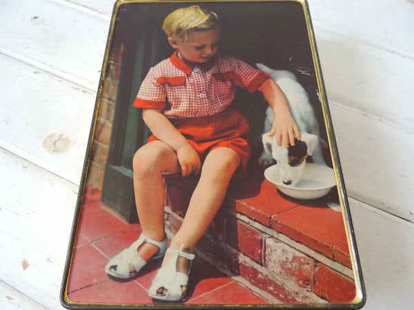 EDWARD SHARP&SONS 子犬・女の子・写真・イギリス製・ヴィンテージ・ティン缶