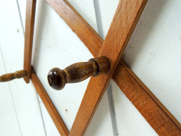 木製・ジャバラ式・壁掛けヴィンテージ・ハットラック/コートフック USA