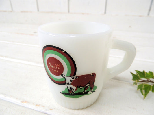 【FireKing】O'Neill BEEF・牛柄・ファイヤーキング・マグカップ/アドマグ