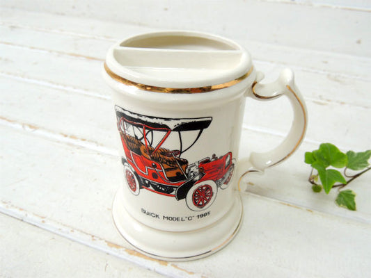 【BARBER・床屋】クラシックカーデザイン・陶器製・ヴィンテージ・マスタッシュカップ・髭