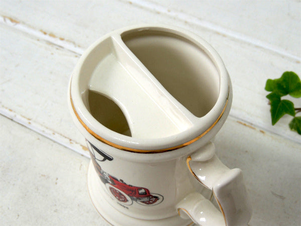 【BARBER・床屋】クラシックカーデザイン・陶器製・ヴィンテージ・マスタッシュカップ・髭