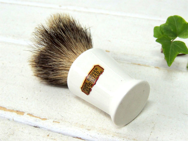 BARBER・ENGLAND 英国・陶器製・ヴィンテージ・シェービングカップ&髭ブラシ 床屋