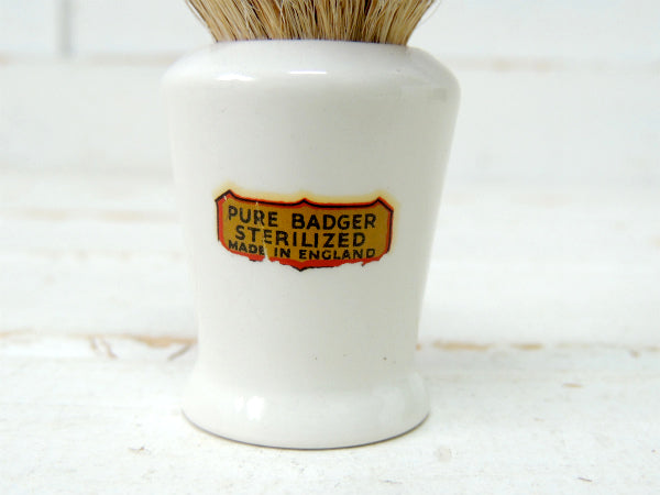 BARBER・ENGLAND 英国・陶器製・ヴィンテージ・シェービングカップ&髭ブラシ 床屋