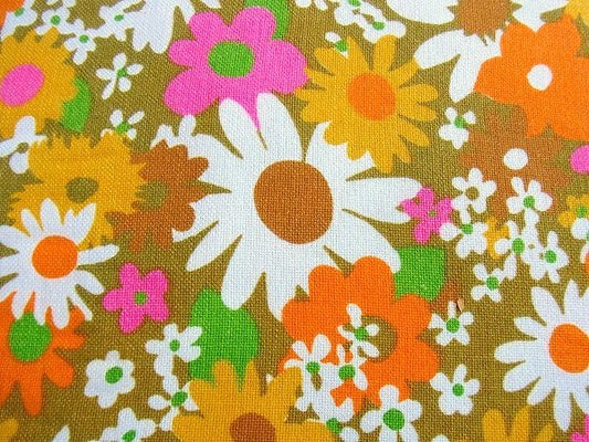 カラフルポップな花柄・ボンボン付き・ヴィンテージ・ベッドスプレッド ベッドカバー USA