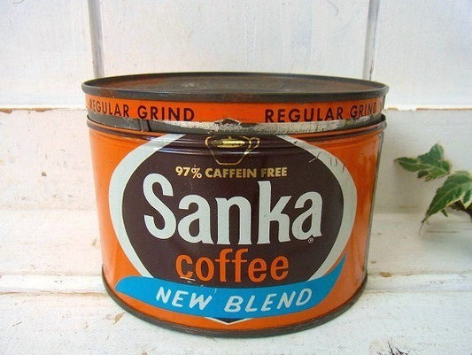【SANKA COFFEE】ブリキ製・ヴィンテージ・コーヒー缶/小物入れ USA