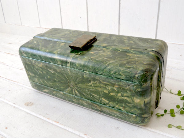 【PLANO】プラノ・緑マーブル・2段式・50'sビンテージ・タックルボックス/タックルケース/釣具