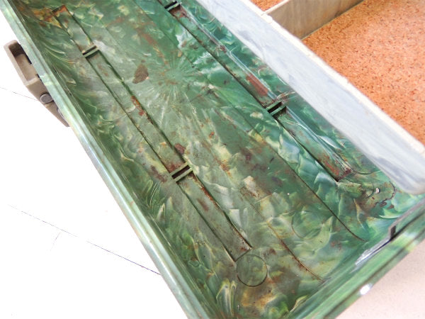 【PLANO】プラノ・緑マーブル・2段式・50'sビンテージ・タックルボックス/タックルケース/釣具