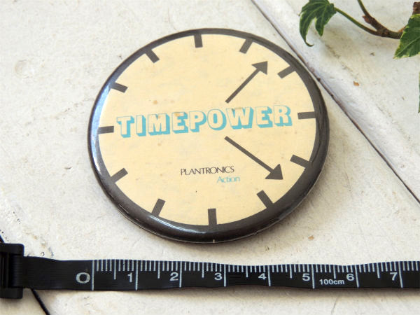 【TIMEPOWER・タイムパワー】USA・ヴィンテージ・時計型・缶バッジ・インパクト・デザイン