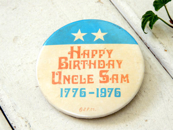 HAPPY BIRTHDAY・アンクルサム 1976s・ヴィンテージ・缶バッジ・ファッション・小物