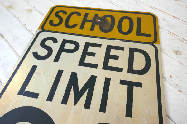 SCHOOL SPEED LIMIT 20 速度制限 ビンテージ ストリートサイン 看板 道路標識
