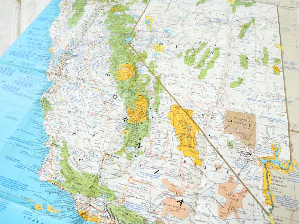 ナショナル ジオグラフィック カリフォルニア州&ネバダ州・80's ヴィンテージ・マップ・地図