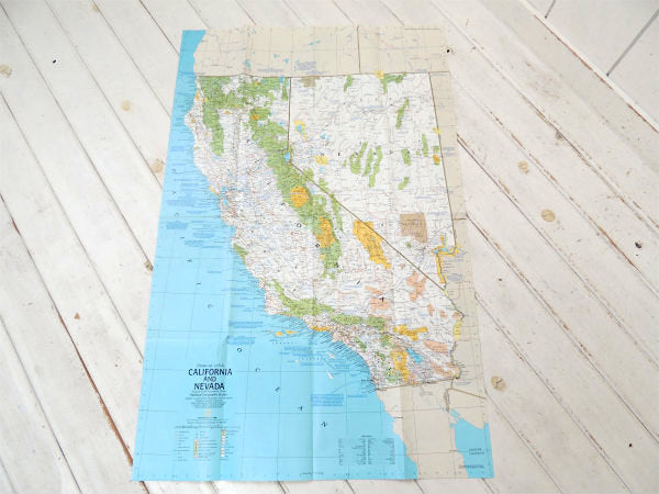 ナショナル ジオグラフィック カリフォルニア州&ネバダ州・80's ヴィンテージ・マップ・地図
