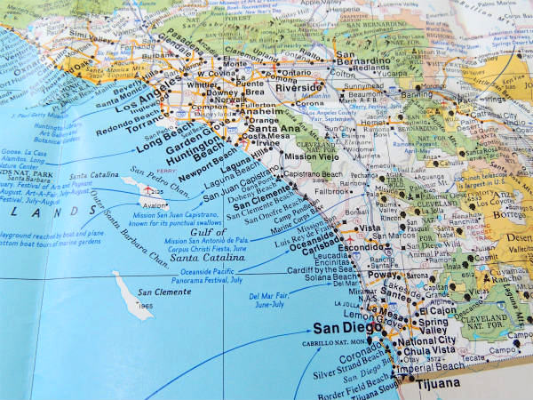 ナショナル ジオグラフィック カリフォルニア州&ネバダ州・80's ヴィンテージ・マップ・地図