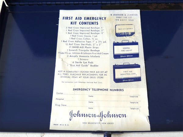 ジョンソン&ジョンソン　EMERGENCY・ファーストエイド・ヴィンテージ・救急箱・USA