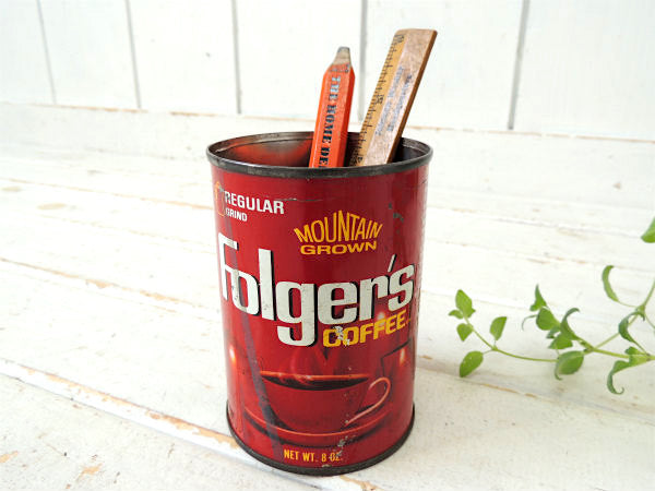 【フォルジャーズ・COFFEE】レッド・ヴィンテージ・コーヒー缶・USA・店内装飾店・キッチン雑貨