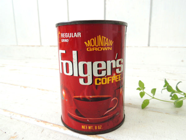 【フォルジャーズ・COFFEE】レッド・ヴィンテージ・コーヒー缶・USA・店内装飾店・キッチン雑貨