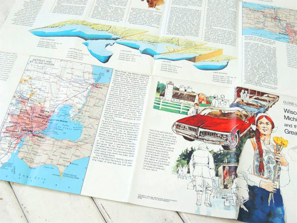 ナショナル ジオグラフィック アメリカ USA 五大湖・80s ヴィンテージ・マップ・地図
