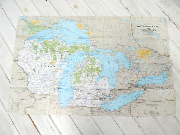 ナショナル ジオグラフィック アメリカ USA 五大湖・80s ヴィンテージ・マップ・地図