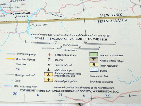 ナショナル ジオグラフィック アメリカ USA 五大湖・80s ヴィンテージ・マップ・地図
