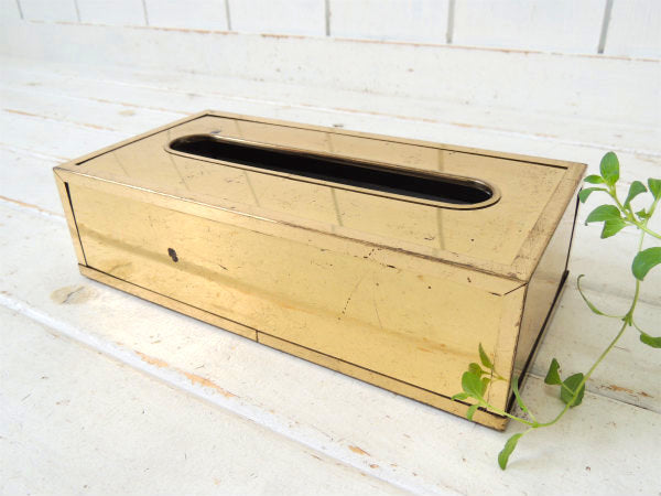 ミッドセンチュリー・ゴールドトーン・ヴィンテージ・ティッシュケース・ティッシュボックス USA