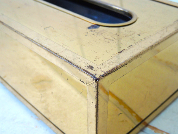 ミッドセンチュリー・ゴールドトーン・ヴィンテージ・ティッシュケース・ティッシュボックス USA