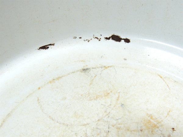 【ホワイト&レッド】シャビーなアンティーク・ホーロータブ・ウォッシュタブ・タライ・USA