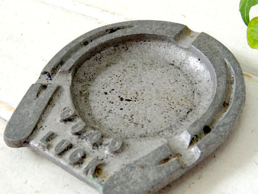 【GOOD LUCK】メッセージ付き・馬・蹄鉄・無骨・ヴィンテージ・灰皿・USA/カリフォルニア