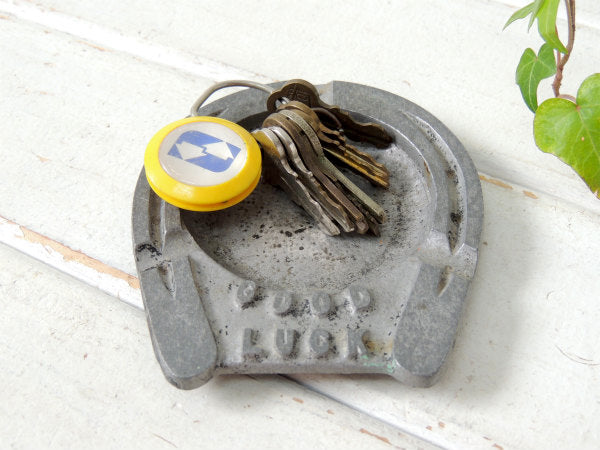 【GOOD LUCK】メッセージ付き・馬・蹄鉄・無骨・ヴィンテージ・灰皿・USA/カリフォルニア