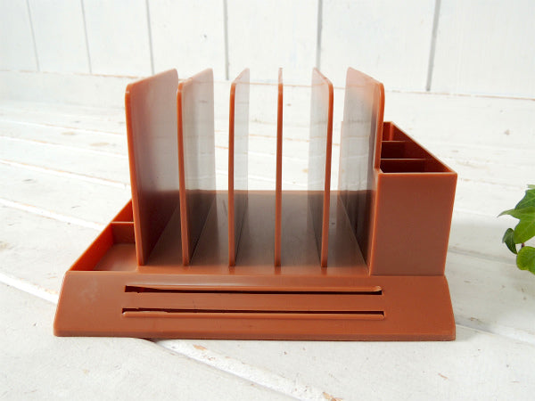 【SWL】ブラウンカラー・70's・ヴィンテージ・書類トレイ/卓上レタースタンド・ステーショナリー